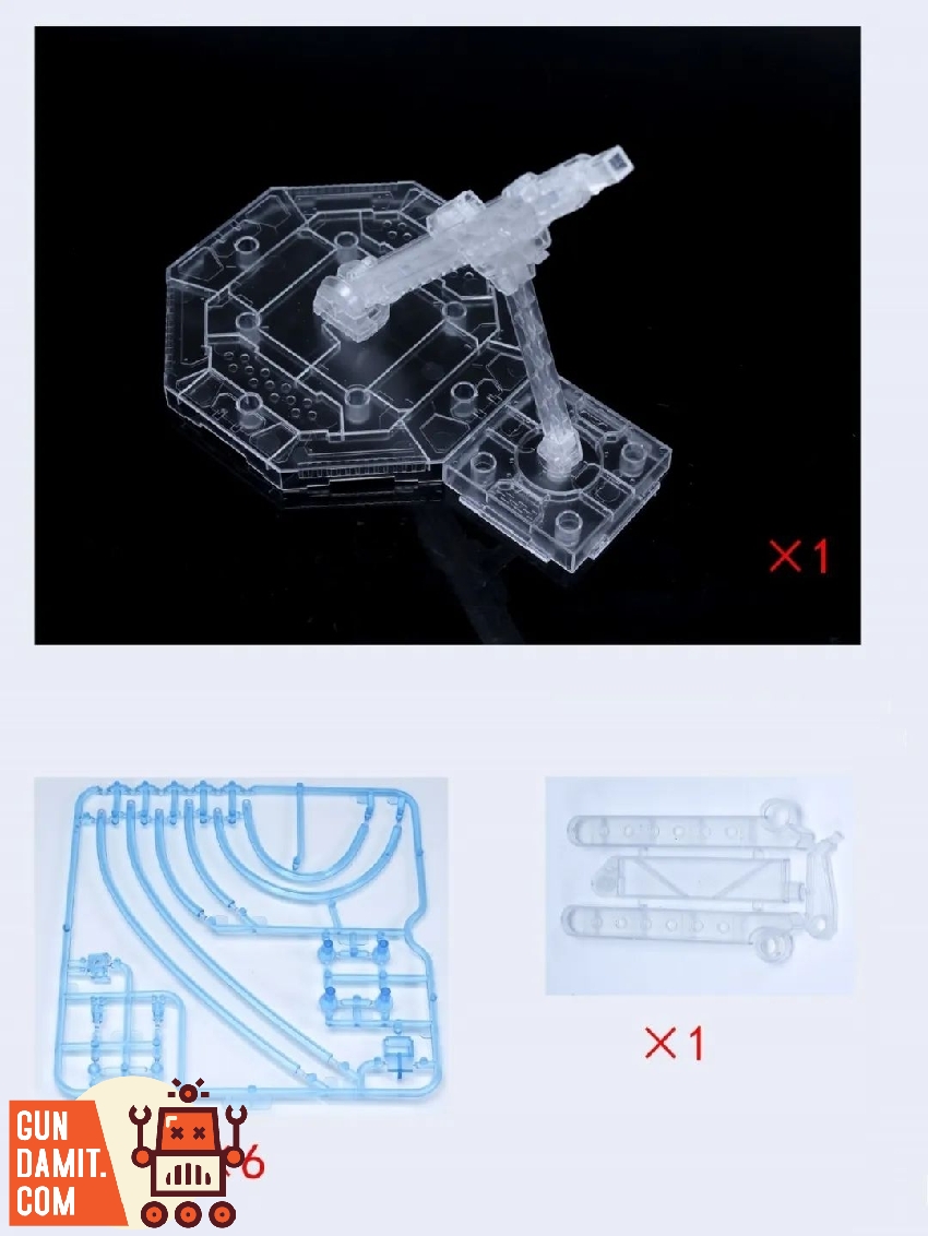 Clear plastic funnel missile base stand and blue runner sprues for Qubeley effect parts Clear plastic funnel missile base stand and blue runner sprues for Qubeley effect parts