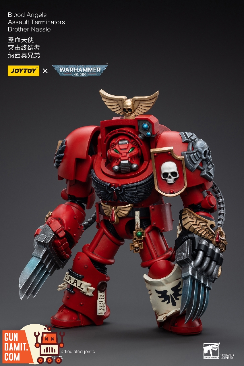 Brother Nassio rear view showing red Terminator backpack and gold winged eagle top ornament Brother Nassio rear view showing red Terminator backpack and gold winged eagle top ornament