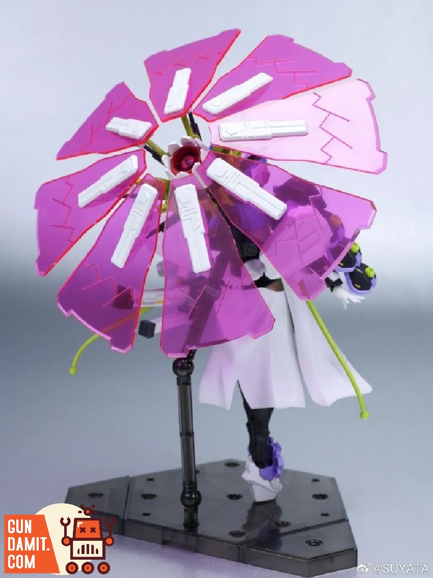 Suyata Yukihime rear view showing translucent purple umbrella effect parts deployed Suyata Yukihime rear view showing translucent purple umbrella effect parts deployed