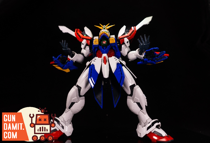 MJH 1/100 God Gundam HIRM model kit front view with wings spread and Hyper Mode pose MJH 1/100 God Gundam HIRM model kit front view with wings spread and Hyper Mode pose
