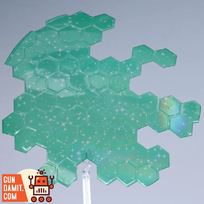 Multiple angle views of Force Shield effect parts showing how hexagonal GN Field wraps around model Multiple angle views of Force Shield effect parts showing how hexagonal GN Field wraps around model