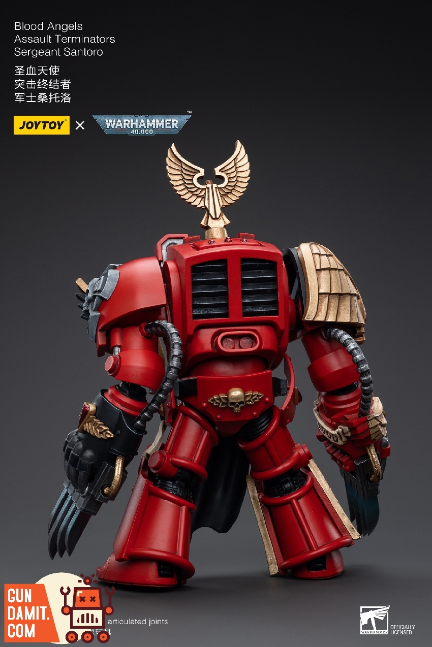 Sergeant Santoro advancing with lightning claws extended and gold eagle crest on helmet top Sergeant Santoro advancing with lightning claws extended and gold eagle crest on helmet top