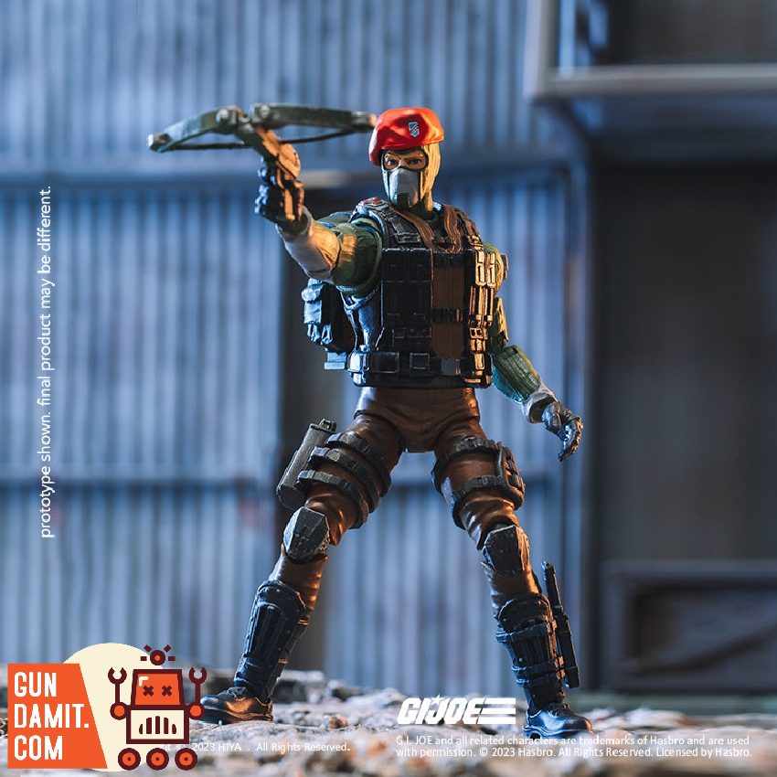 Beach Head in combat stance aiming rifle with urban industrial backdrop Beach Head in combat stance aiming rifle with urban industrial backdrop