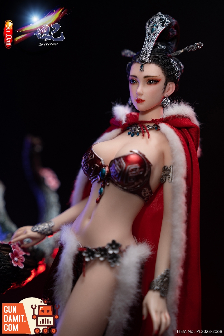 Su Daji Silver Version seated pose showing detailed face sculpt with dark hair and red accents Su Daji Silver Version seated pose showing detailed face sculpt with dark hair and red accents