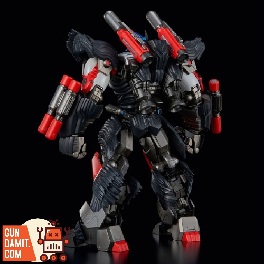 Rear view of Optimus Primal displaying backpack with dual cannons and dark organic armor plating Rear view of Optimus Primal displaying backpack with dual cannons and dark organic armor plating