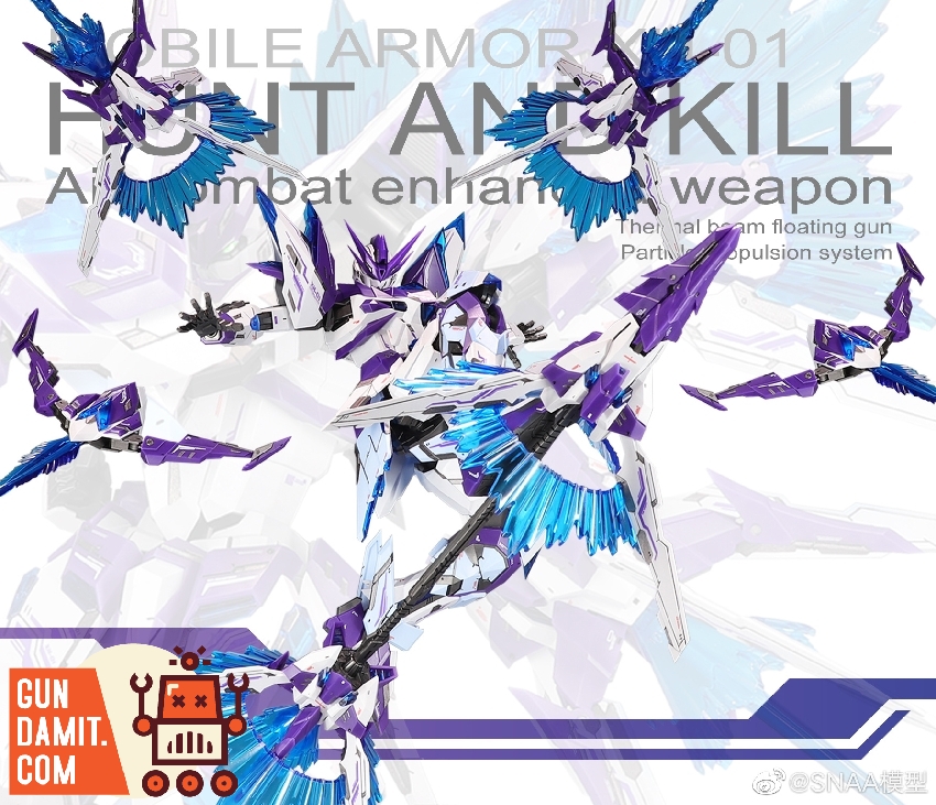 Close-up of Hunter Falcon mecha showing purple crystal armor details and blue wing appendages Close-up of Hunter Falcon mecha showing purple crystal armor details and blue wing appendages