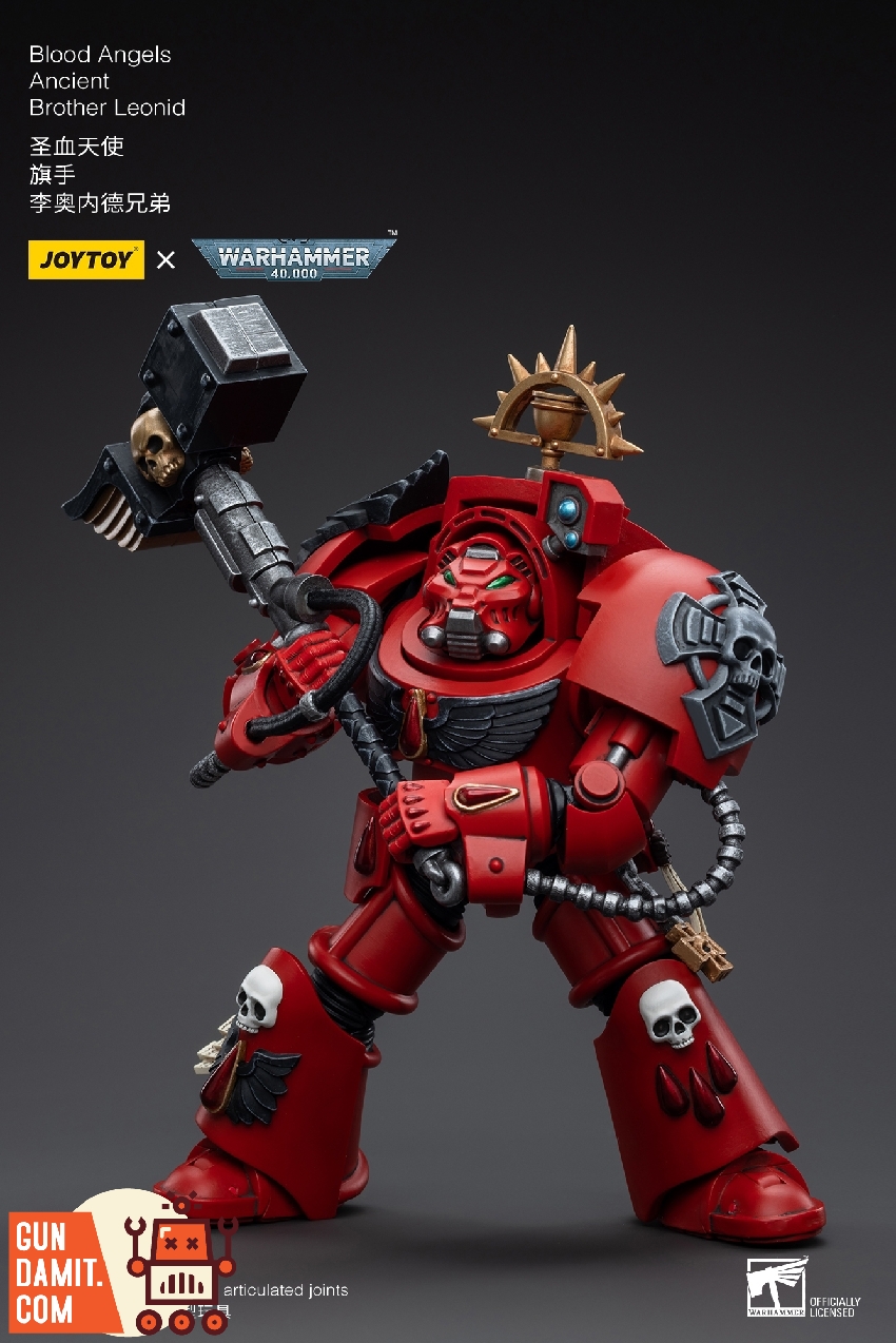 Brother Leonid rear view in red power armor showing backpack and banner pole mounting Brother Leonid rear view in red power armor showing backpack and banner pole mounting