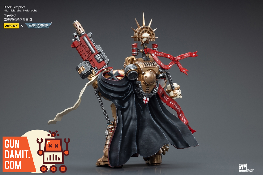 JoyToy 1/18 Warhammer 40K Black Templars High Marshal Helbrecht front view with sword and combi-melta JoyToy 1/18 Warhammer 40K Black Templars High Marshal Helbrecht front view with sword and combi-melta