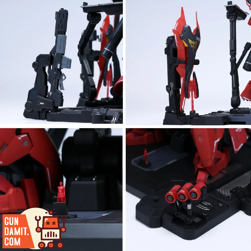 Effects Wings Missonpack Hanger multi-angle detail shots showing Sazabi mounted on platform Effects Wings Missonpack Hanger multi-angle detail shots showing Sazabi mounted on platform