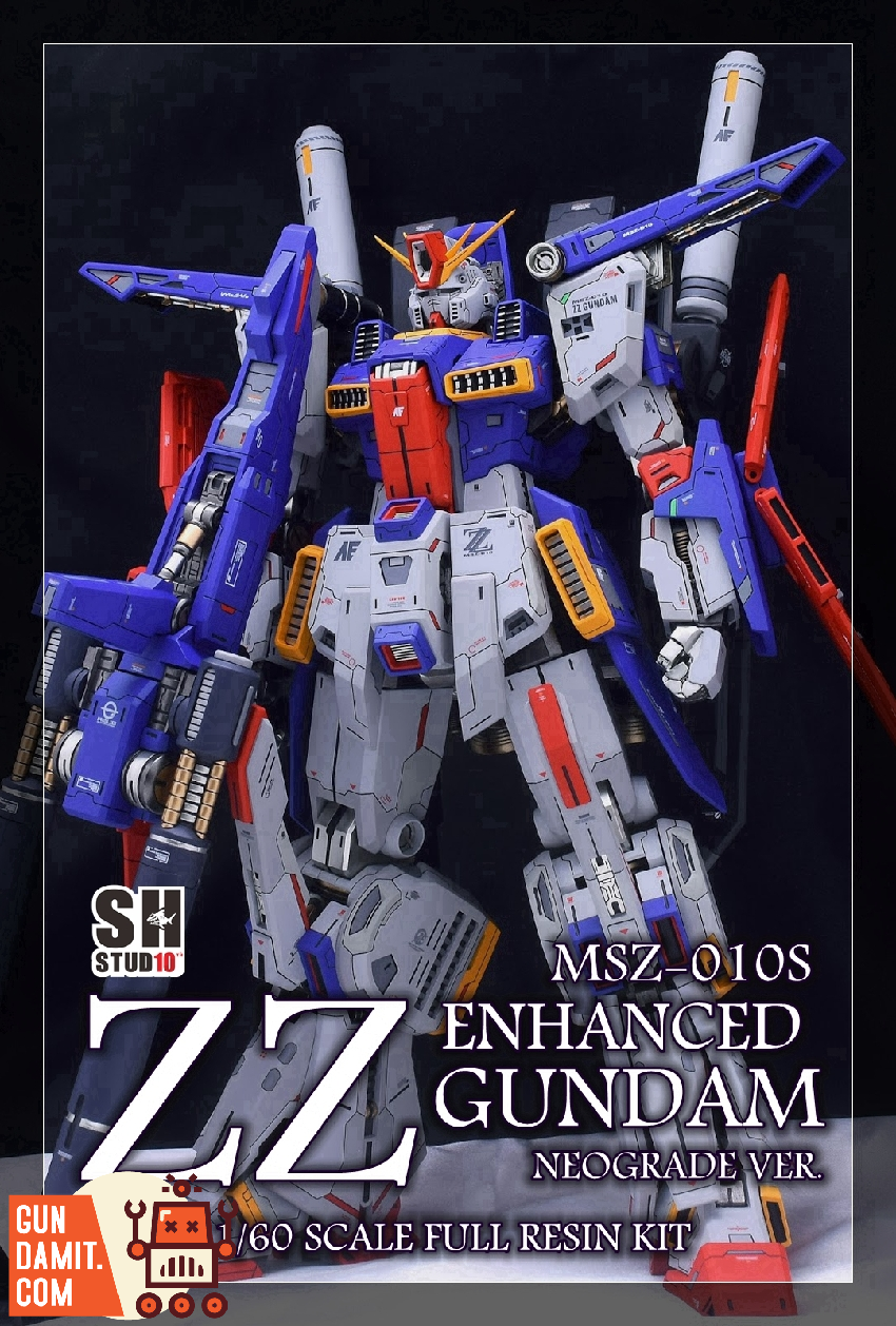 Enhanced ZZ Gundam promotional image showing detailed armor and weapons in heroic standing pose Enhanced ZZ Gundam promotional image showing detailed armor and weapons in heroic standing pose