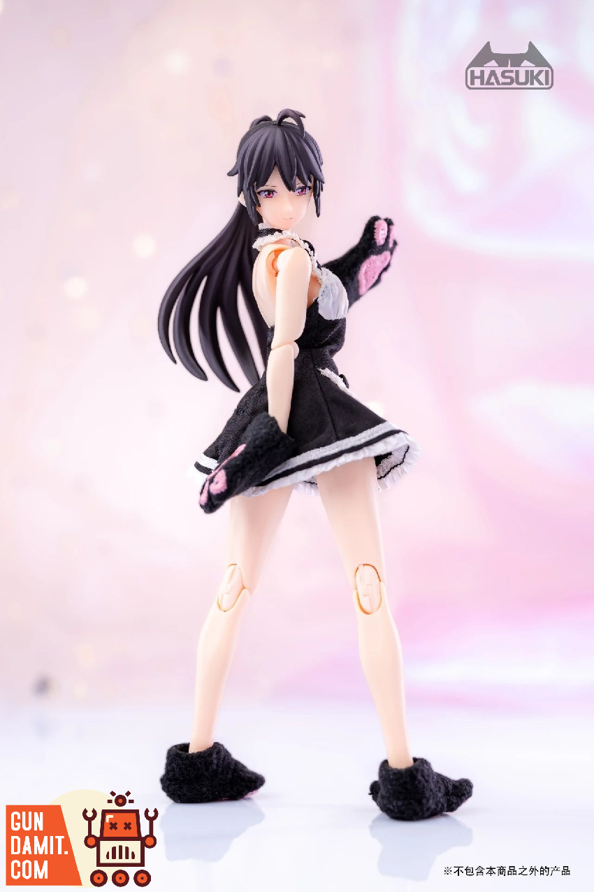 HASUKI 1/12 maid costume black version three-quarter pose showing full dress silhouette HASUKI 1/12 maid costume black version three-quarter pose showing full dress silhouette