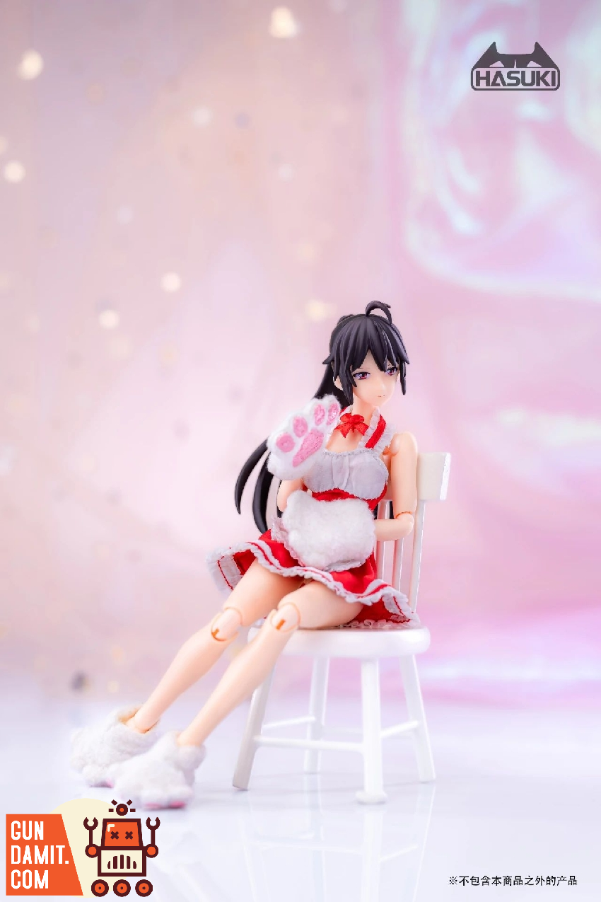 HASUKI 1/12 CS010 figure clothing maid costume red version full outfit on display figure front view HASUKI 1/12 CS010 figure clothing maid costume red version full outfit on display figure front view