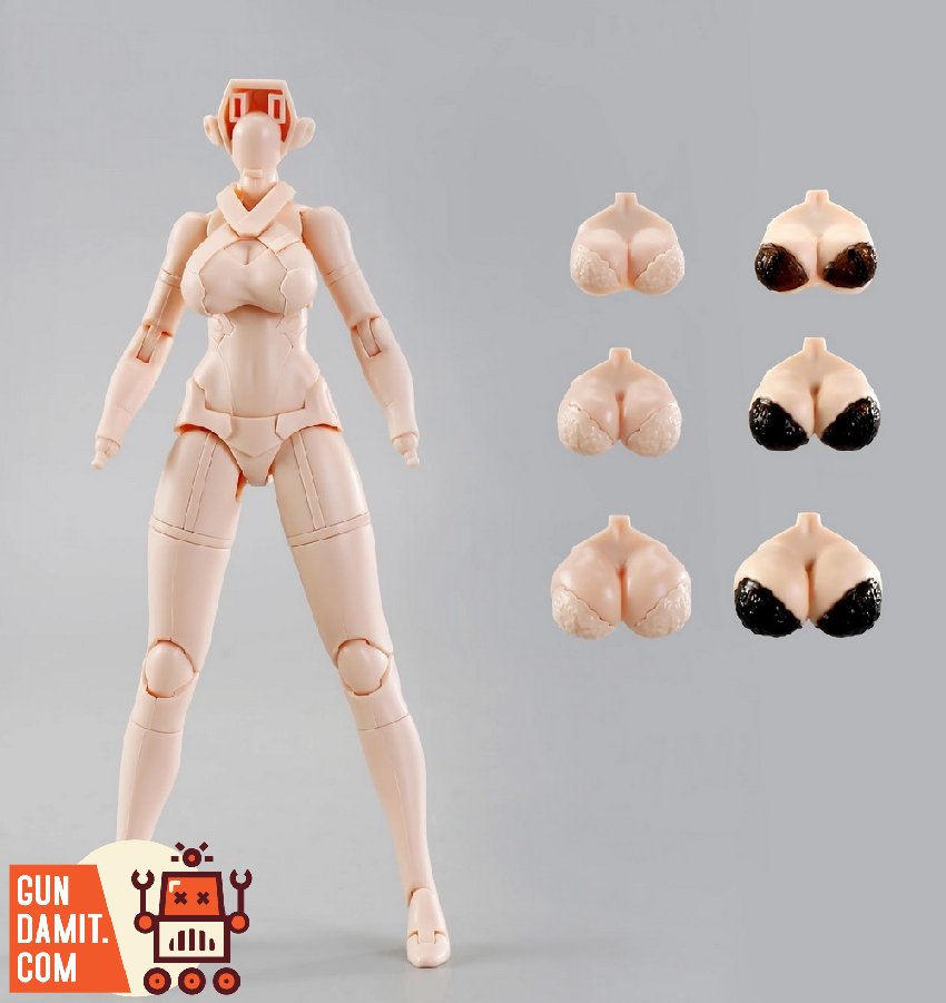 D House 1/12 plain figure model kit yellow skin version assembled showing female body with interchangeable bust parts D House 1/12 plain figure model kit yellow skin version assembled showing female body with interchangeable bust parts