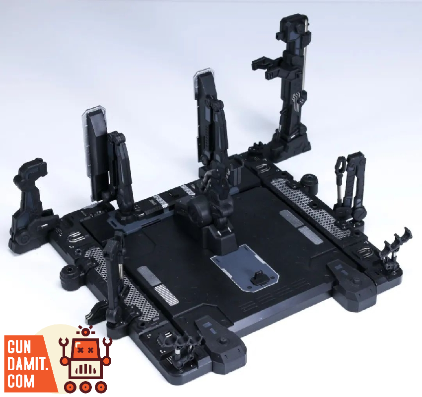Effects Wings 1/144 Missonpack Hanger for RG Sazabi top-down view showing black maintenance platform Effects Wings 1/144 Missonpack Hanger for RG Sazabi top-down view showing black maintenance platform