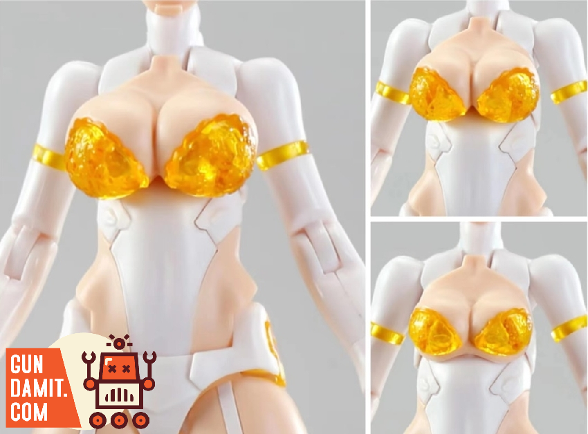 D House 1/12 plain figure white skin version shown with yellow bikini armor from multiple angles D House 1/12 plain figure white skin version shown with yellow bikini armor from multiple angles