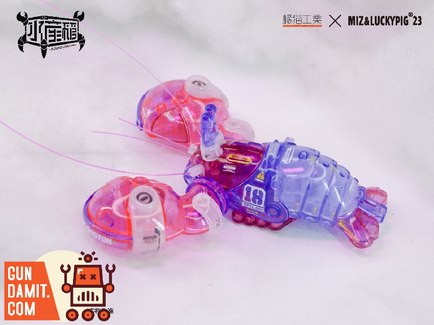 Orange Cat Industry Boston Lobster Pink Version assembled lobster model shown from front angle with translucent pink shell Orange Cat Industry Boston Lobster Pink Version assembled lobster model shown from front angle with translucent pink shell