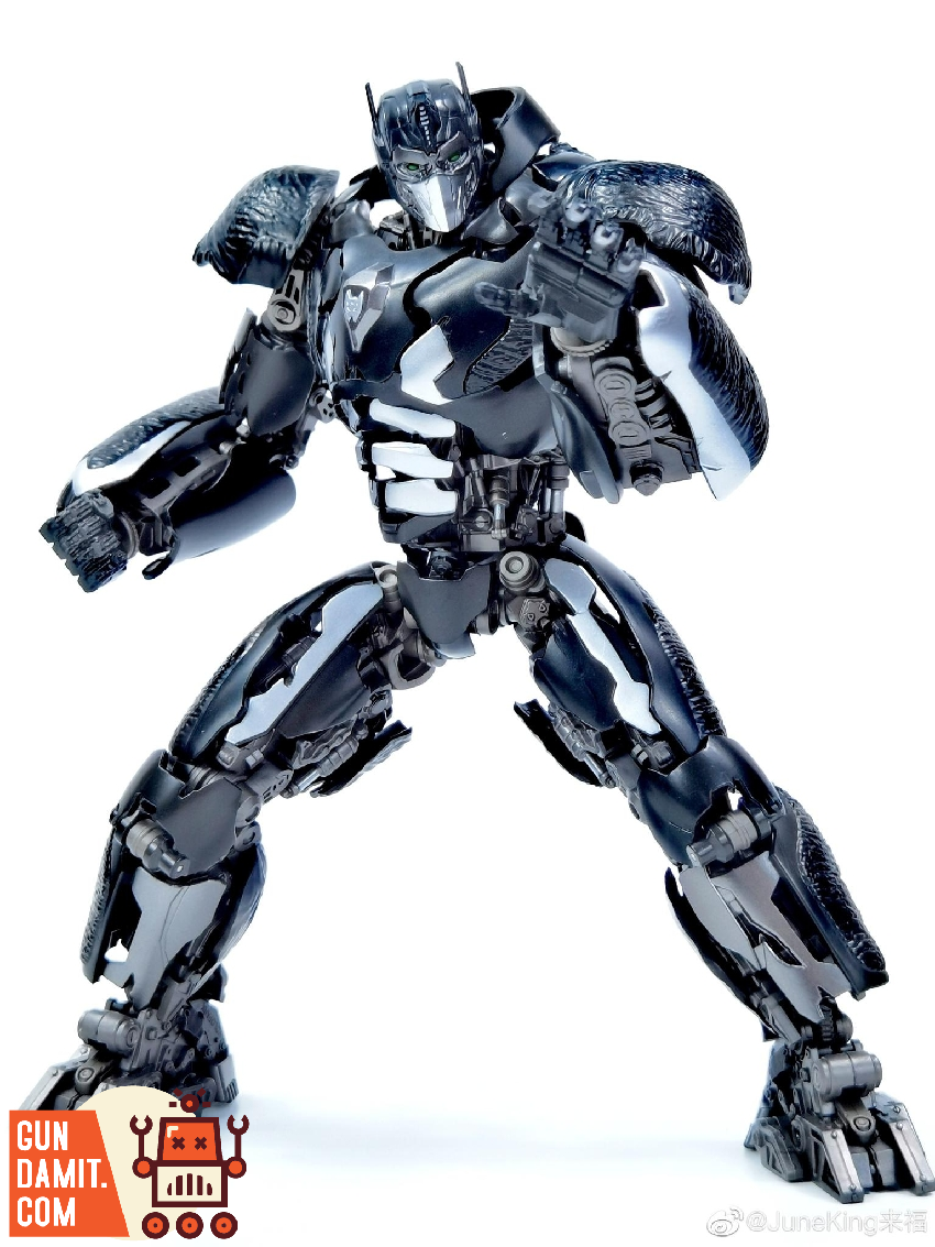 Optimus Primal model kit rear angle showing back mechanical details and articulated arm joints Optimus Primal model kit rear angle showing back mechanical details and articulated arm joints