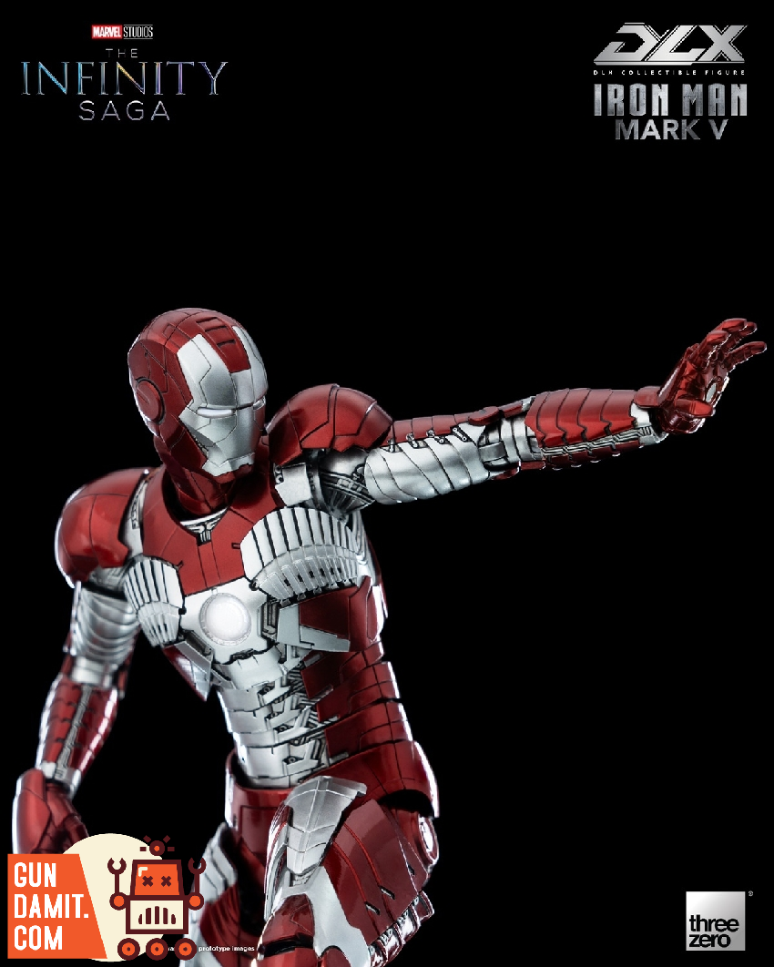 Iron Man Mark 5 DLX collectible figure in repulsor blast action pose with raised arm Iron Man Mark 5 DLX collectible figure in repulsor blast action pose with raised arm