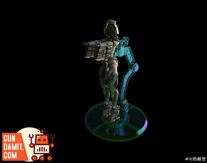 Never Model 1/12 Perpetual Motion Girl Zero 3D render rear view with armor Never Model 1/12 Perpetual Motion Girl Zero 3D render rear view with armor