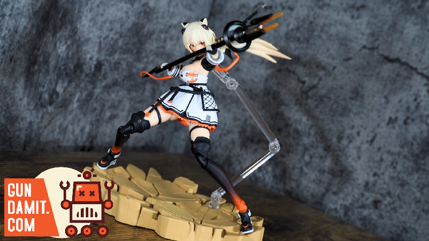 Snail Shell Old Sister Shikura action pose on rocky terrain with weapon Snail Shell Old Sister Shikura action pose on rocky terrain with weapon