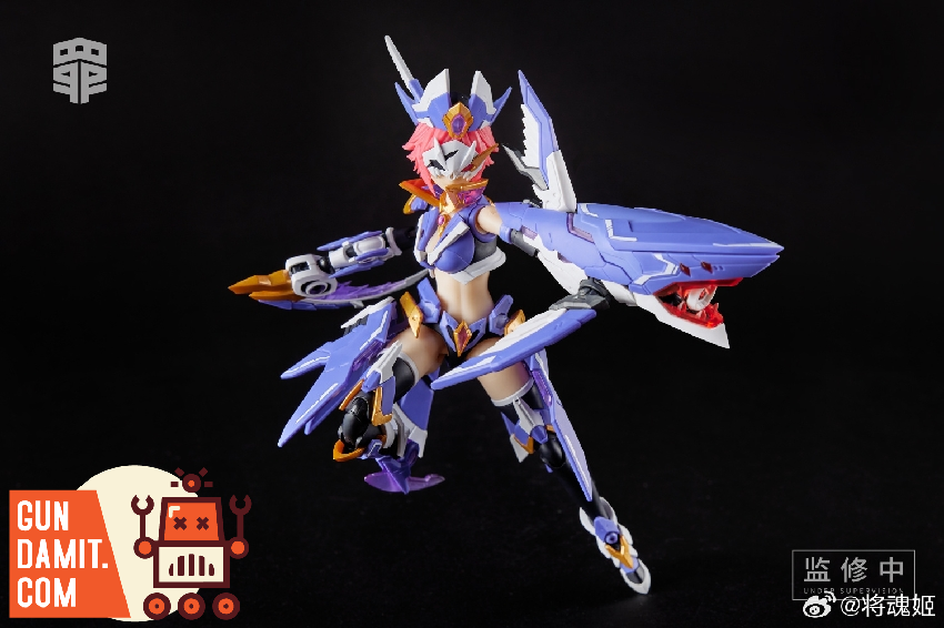 MS General Greed mecha girl action pose with shark weapon MS General Greed mecha girl action pose with shark weapon