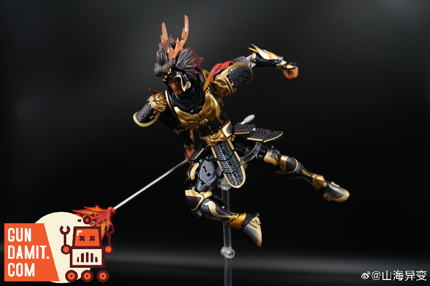 SHYB Studio Kilin action figure in dynamic leaping pose with spear weapon SHYB Studio Kilin action figure in dynamic leaping pose with spear weapon