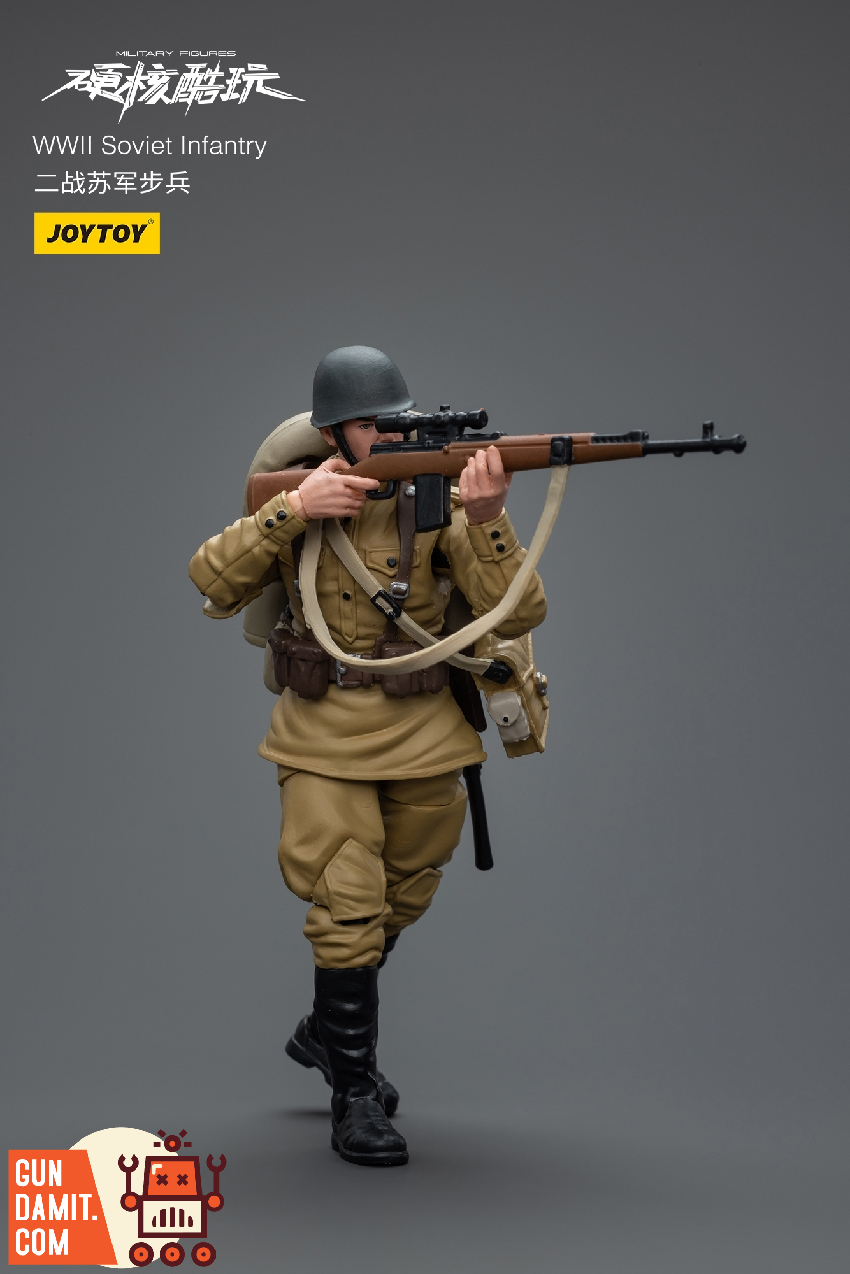 JoyToy Soviet Infantry figure in kneeling firing pose with Mosin-Nagant rifle and bayonet JoyToy Soviet Infantry figure in kneeling firing pose with Mosin-Nagant rifle and bayonet