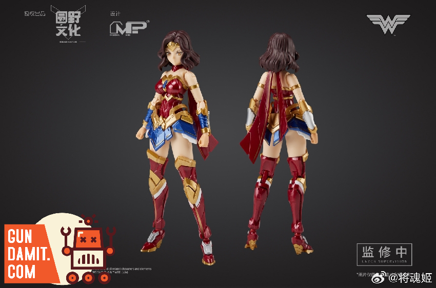 MS General 1/10 Wonder Woman DC model kit front and back view with red gold armor MS General 1/10 Wonder Woman DC model kit front and back view with red gold armor