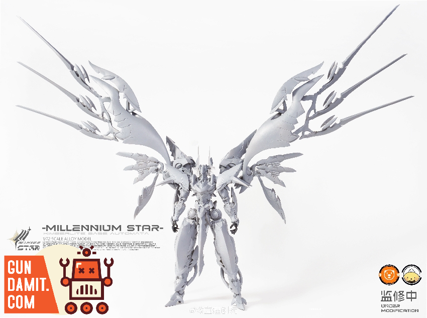 YiLiChuangWan Millennium Star figure with fully extended wing units spread wide unpainted prototype YiLiChuangWan Millennium Star figure with fully extended wing units spread wide unpainted prototype