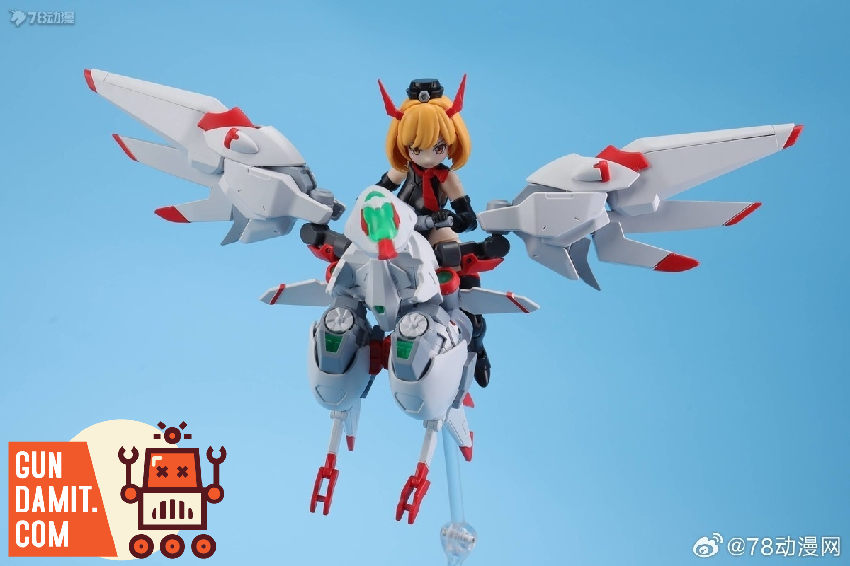 Big Firebird Kelly Janet figure riding white and red winged mecha unit in flight pose Big Firebird Kelly Janet figure riding white and red winged mecha unit in flight pose
