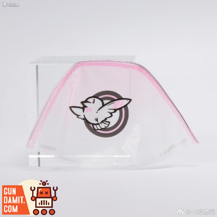 Big Firebird Kelly Janet model kit clear pink cape accessory with cat logo displayed in case Big Firebird Kelly Janet model kit clear pink cape accessory with cat logo displayed in case