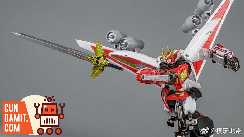 Sentinel Metamor-Force Fire Dagwon aerial combat pose with sword Sentinel Metamor-Force Fire Dagwon aerial combat pose with sword