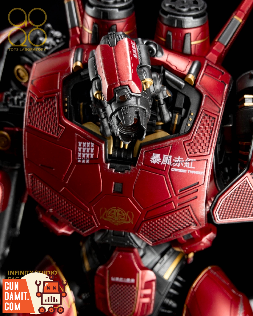 Upper torso close-up of Crimson Typhoon showing cockpit hatch and chest armor detailing Upper torso close-up of Crimson Typhoon showing cockpit hatch and chest armor detailing