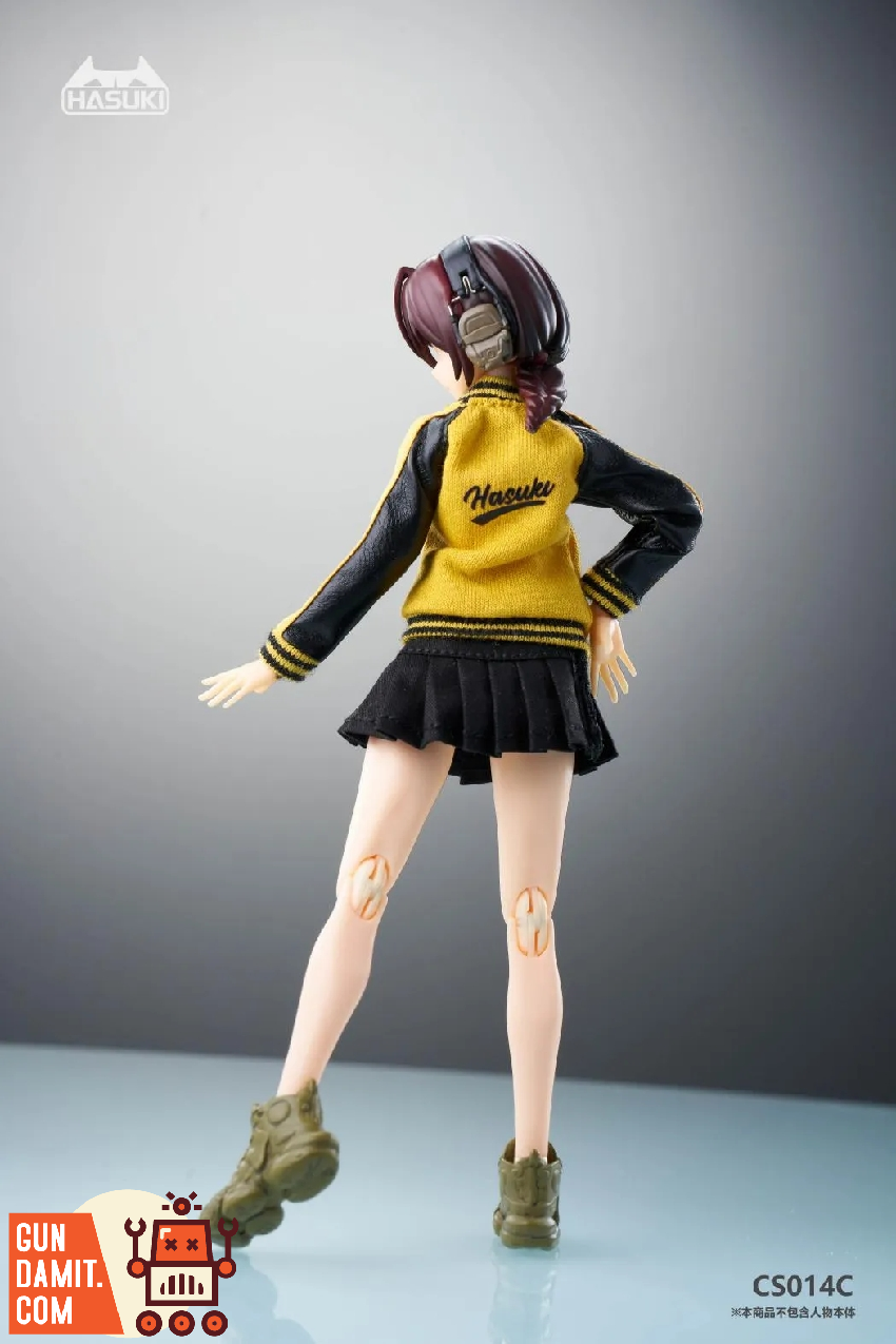 HASUKI CS014C yellow baseball jersey and mini skirt outfit on figure HASUKI CS014C yellow baseball jersey and mini skirt outfit on figure