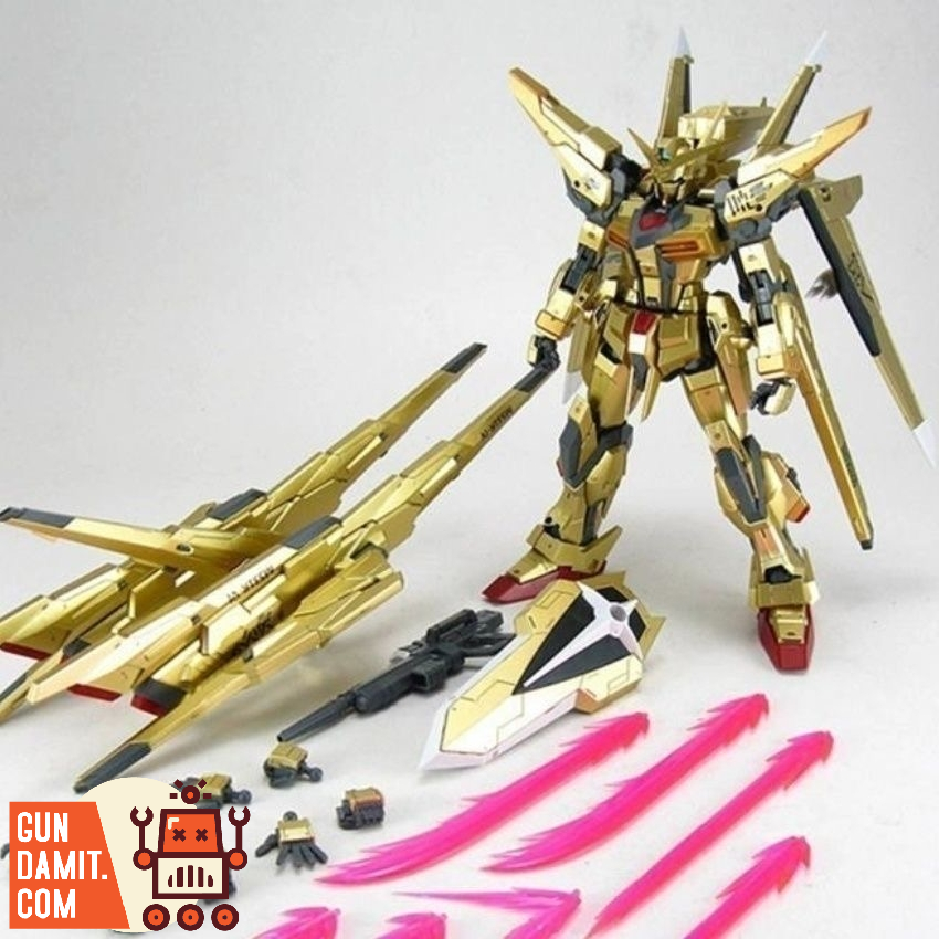 Dadao Model 1/100 MG Gundam Akatsuki gold plated model front view Dadao Model 1/100 MG Gundam Akatsuki gold plated model front view