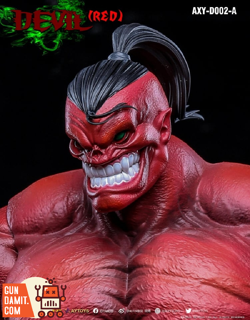 AXY-D002-A Devil Red figure comparison with alternate head sculpts AXY-D002-A Devil Red figure comparison with alternate head sculpts