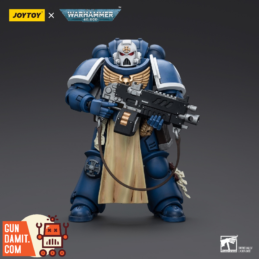 JoyToy JT9824 Ultramarines Sternguard Auto Bolt Rifle 1/18 front view JoyToy JT9824 Ultramarines Sternguard Auto Bolt Rifle 1/18 front view