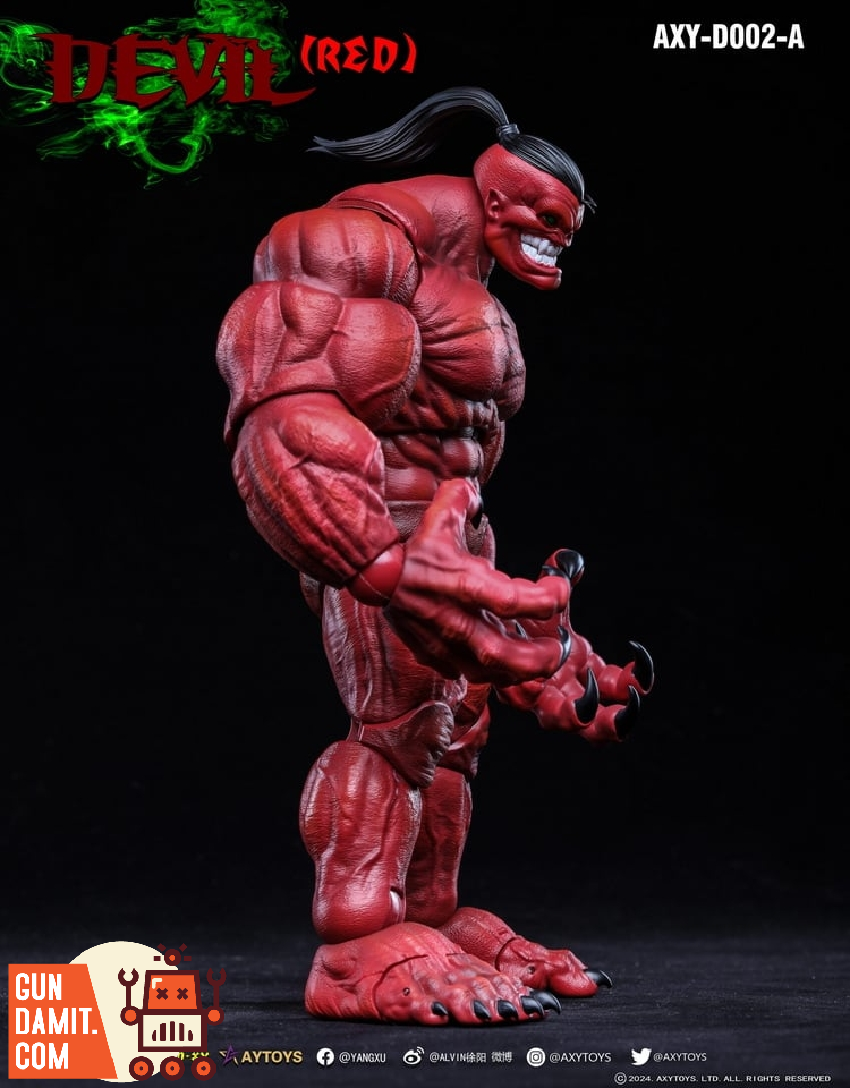 AXY-D002-A Devil Red 1/12 figure side profile muscular body view AXY-D002-A Devil Red 1/12 figure side profile muscular body view