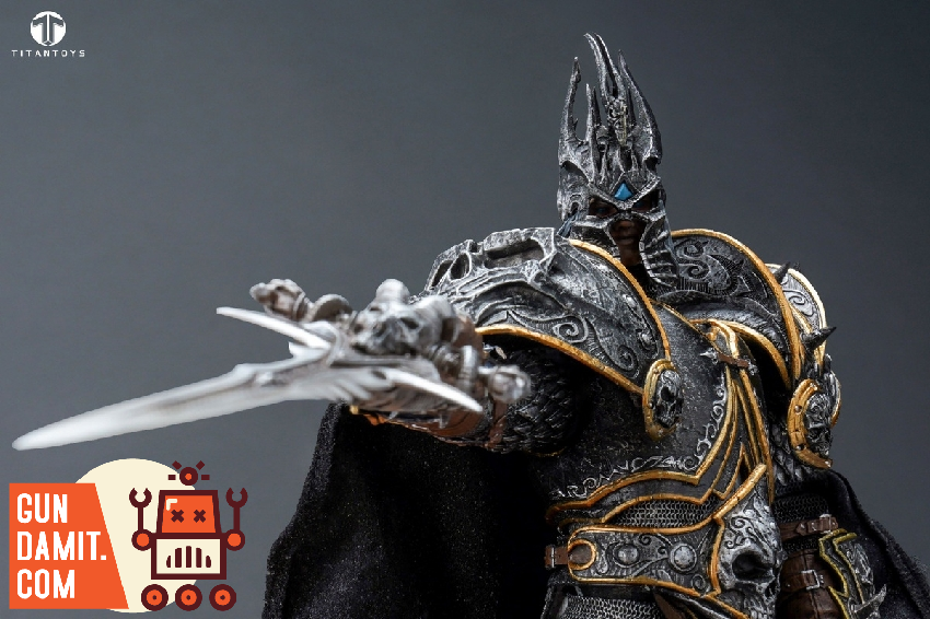 TITAN Toys Frost Knight figure close-up of Frostmourne blade detail TITAN Toys Frost Knight figure close-up of Frostmourne blade detail