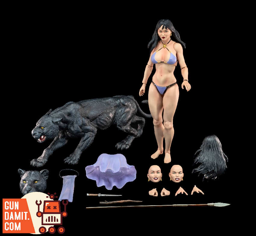 Frazetta Girls Teega Black Panther side angle pose Frazetta Girls Teega Black Panther side angle pose