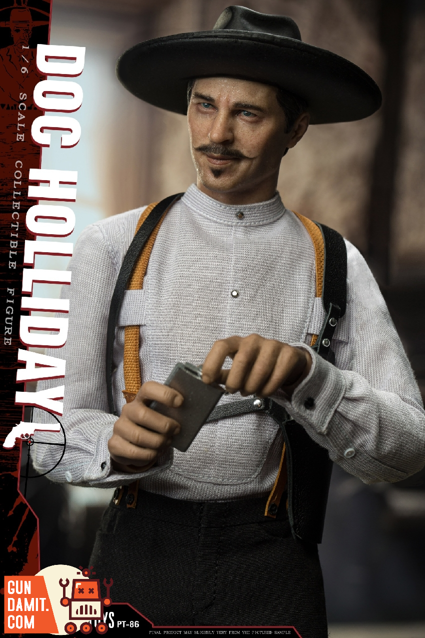 Doc Holliday figure wielding dual revolvers gunslinger pose Doc Holliday figure wielding dual revolvers gunslinger pose