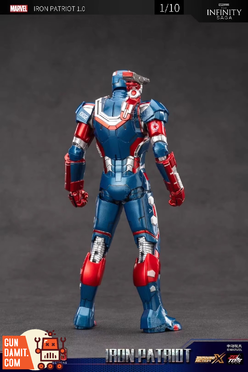 Marvel Iron Patriot figure rear view with detailed back armor Marvel Iron Patriot figure rear view with detailed back armor