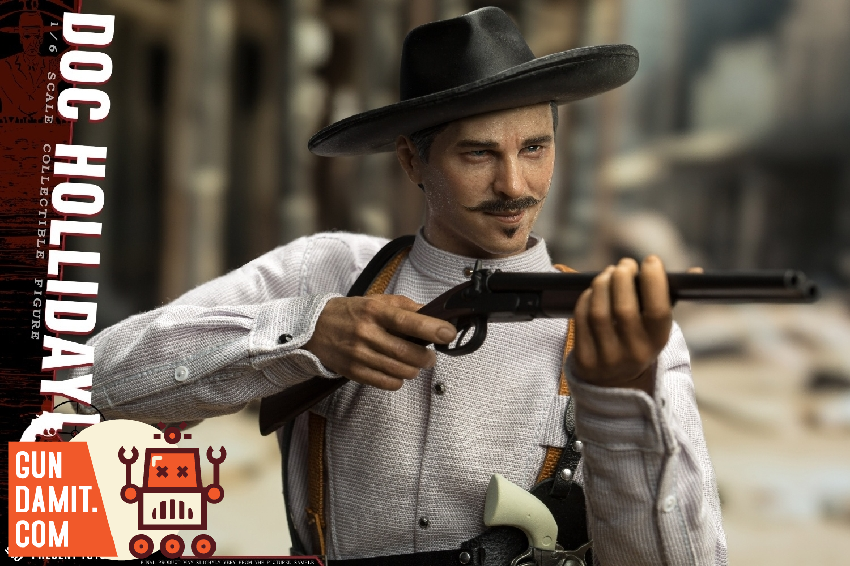 Doc Holliday 1/6 figure aiming shotgun action pose Doc Holliday 1/6 figure aiming shotgun action pose