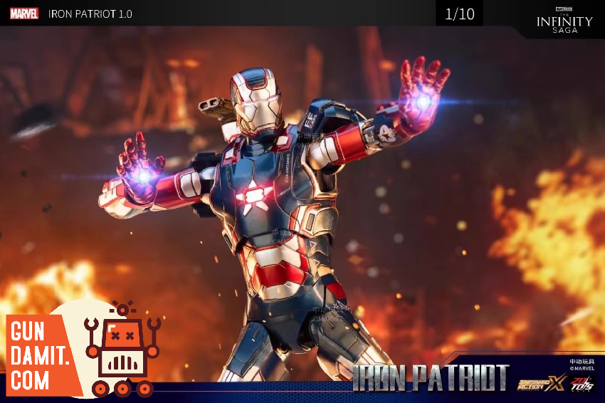 Iron Patriot War Machine figure dynamic flight combat pose Iron Patriot War Machine figure dynamic flight combat pose