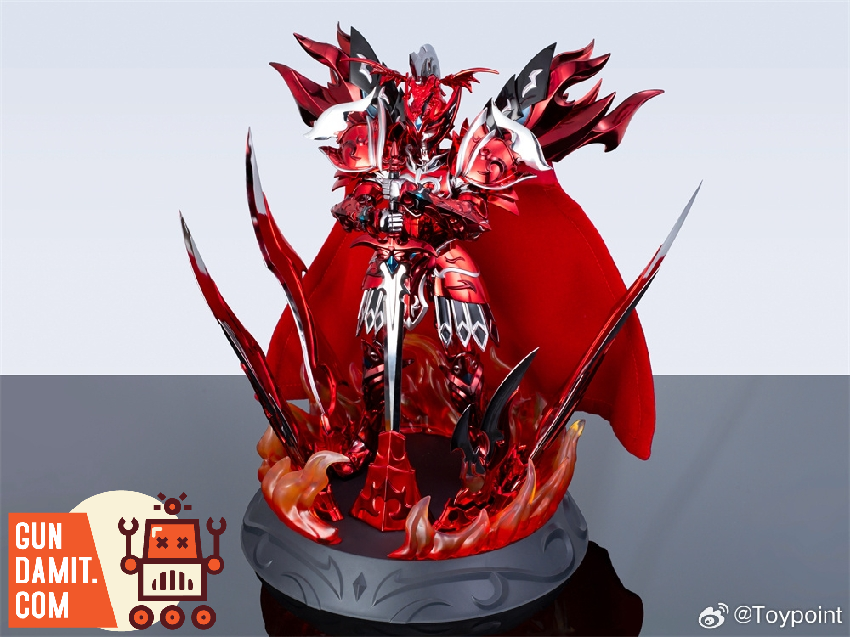 Toypoint God of War Ares figure on smoke effect base with cape and dark atmospheric lighting Toypoint God of War Ares figure on smoke effect base with cape and dark atmospheric lighting