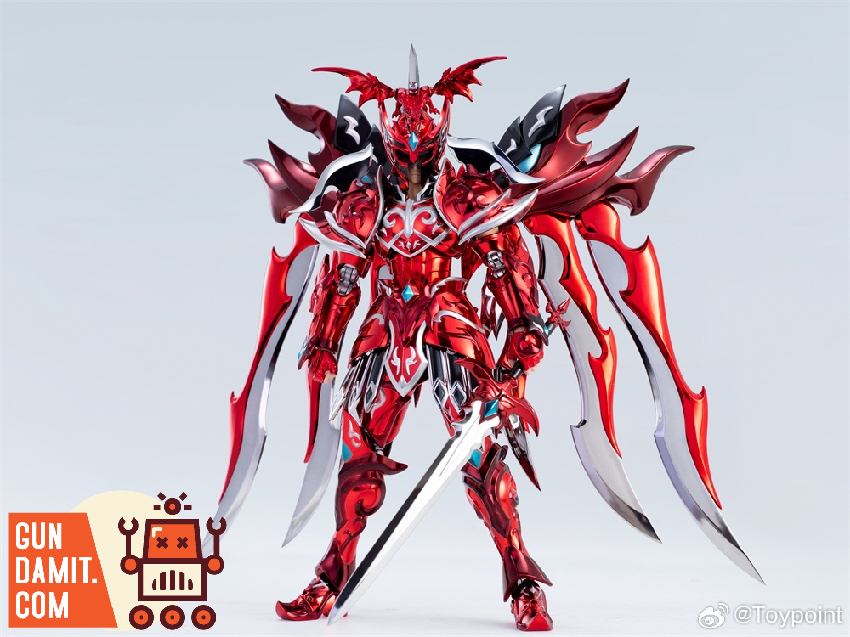Toypoint God of War Ares figure in red metallic armor with spread wing-like blades in dynamic pose Toypoint God of War Ares figure in red metallic armor with spread wing-like blades in dynamic pose