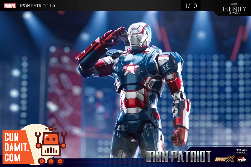 Iron Patriot 1/10 figure aiming arm cannon action pose Iron Patriot 1/10 figure aiming arm cannon action pose