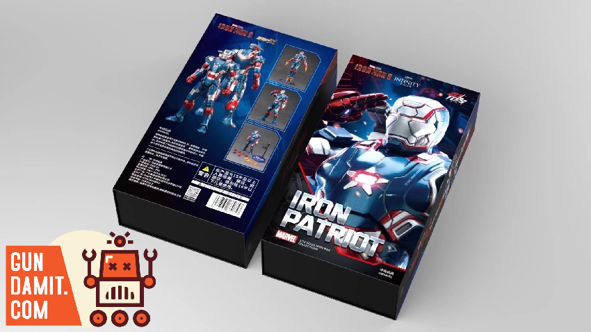 ZT Toys Marvel 1/10 Iron Patriot figure box packaging front and back ZT Toys Marvel 1/10 Iron Patriot figure box packaging front and back