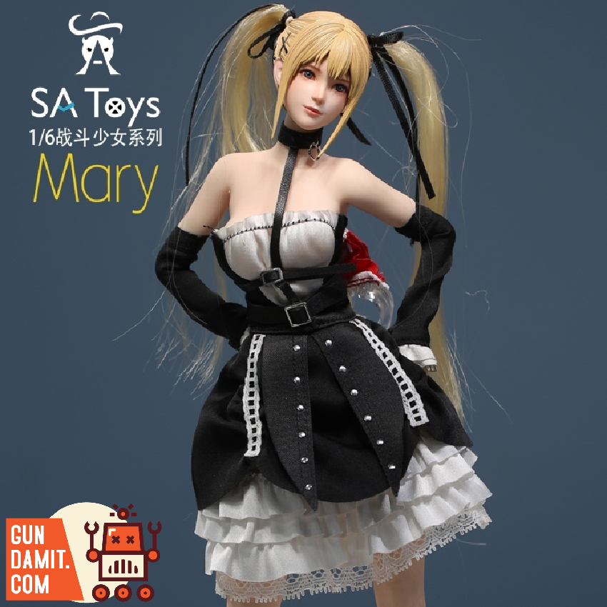SA Toys M001 Combat Girl side angle showing black gothic lolita dress details SA Toys M001 Combat Girl side angle showing black gothic lolita dress details