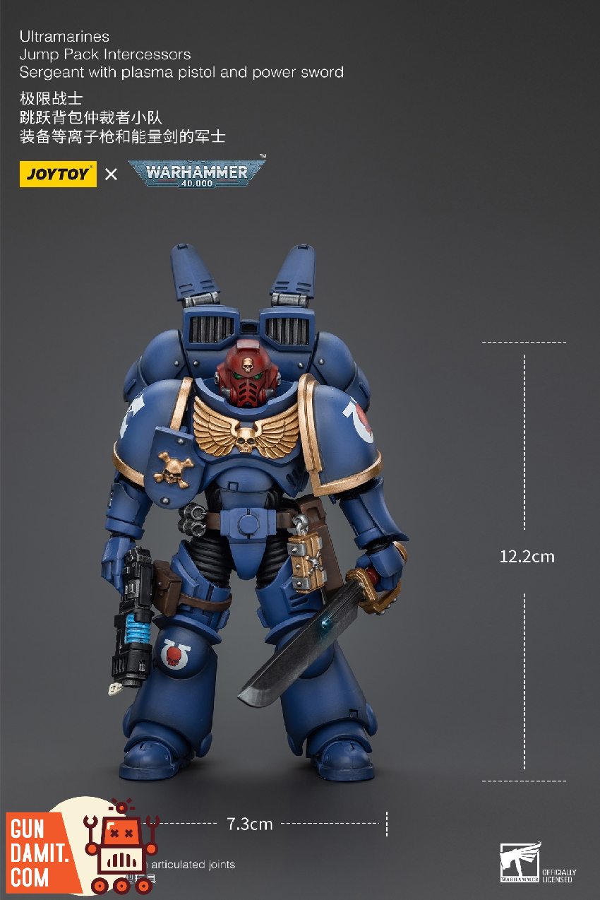 JoyToy 1/18 Ultramarines Sergeant dimensions showing 12.2cm height JoyToy 1/18 Ultramarines Sergeant dimensions showing 12.2cm height